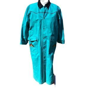 Vintage Saddlesmith Outfitters horseback riding duster long coat large. 0525